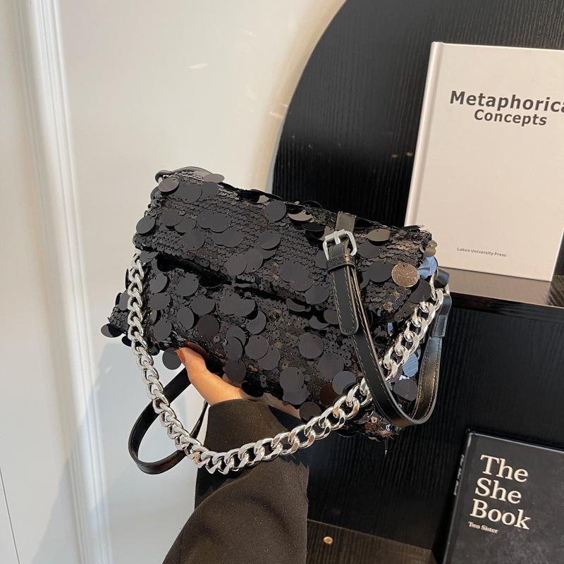 Tringa Crossbodytassen met pailletten Damesmode Imitatie krokodillenleer Schoudertas met pailletten Verstelbare riem, casual retro portemonnee handtas zilver
