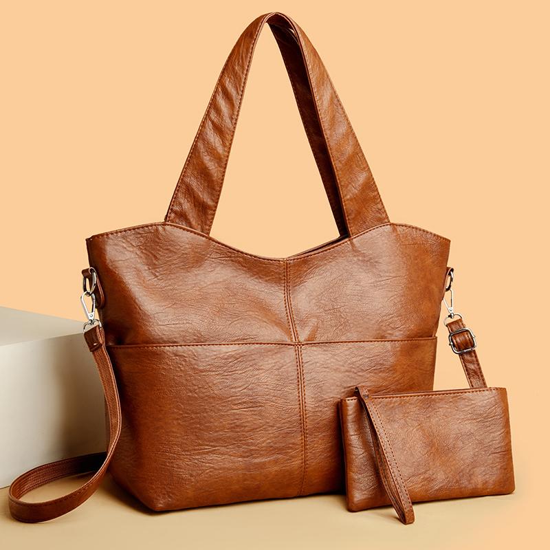 Kuluosidi Dames Schoudertas Grote Capaciteit Moedertas Zachte Leren Handtas met Muntenbeurs Crossbody Tas voor Vrouwen bruin