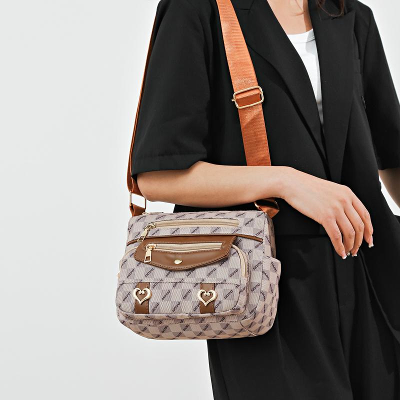 Kuluosidi Schoudertas voor dames Uitgaande crossbodytas met grote capaciteit Tas met moederprint bruin