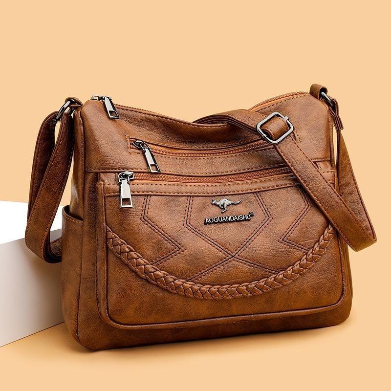 Your favorite bag Dames 2023 nieuwe moedertas Eenvoudige en modieuze schoudertas Zacht leer Middelbare leeftijd Dames Crossbodytas met grote capaciteit Tij 27*11*23cm rood