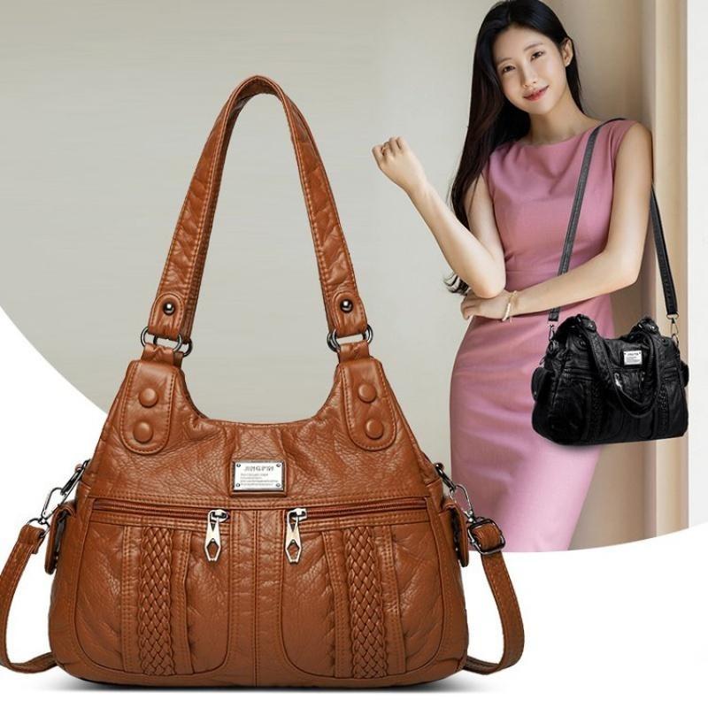 RUWB BAGS Luxe Handtassen Dames Tassen Designer Crossbody Grote Capaciteit Vrouwelijke Schoudertas Modemerk Dames Leren Koerierstassen bruin