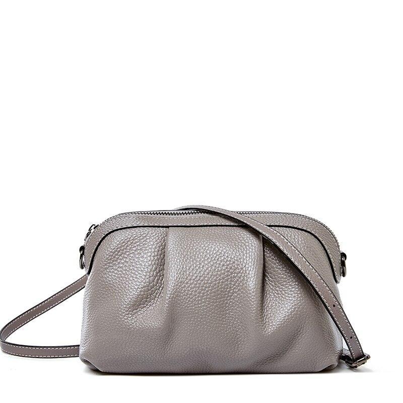 Zency Nieuw model dames messenger bag 100% echt leer hoge kwaliteit kleine hobotassen dagelijkse casual dames schoudertas zwart grijs grijze kleur