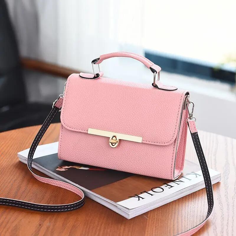 WTEMPO merk trendy mode vierkante tas met vergrendeling honderd casual crossbody tas winkelen woon-werkverkeer schoudertassen roze