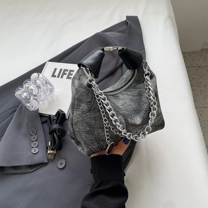 RUWB BAGS Mode leren schoudertas voor vrouwen 2024 Trend vrouwelijke ketting crossbody tas dame retro kleine handtassen en portemonnees zwart