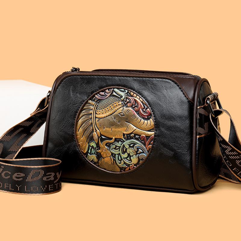 RUWB BAGS Hoge kwaliteit vrouwen olie wax lederen messenger schoudertas handtas retro vrouwelijke kleine capaciteit crossbody tas dame nieuwe luxe sac 23cm 11cm 14cm zwart