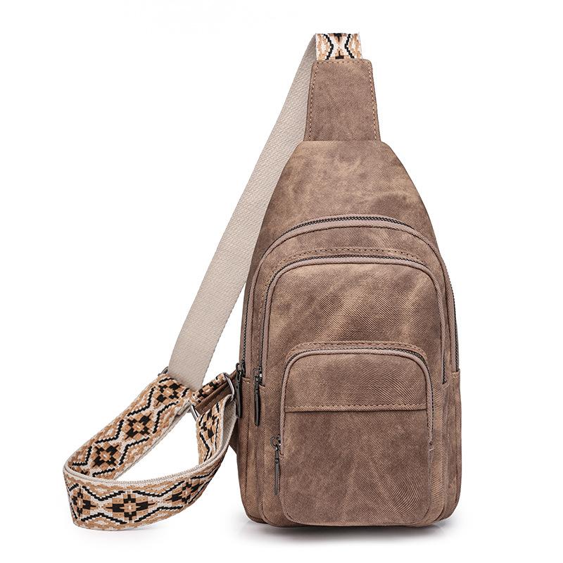 Kuluosidi Vrouwen Borsttas Waterdicht PU Grote Capaciteit Multi-Pocket Crossbody Tas Reis Schoudertas bruin