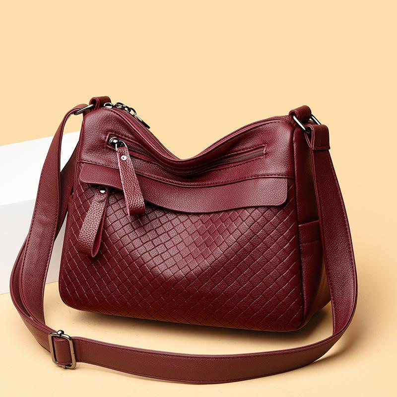 KULUOSIDI BAG Casual multi-layer grote capaciteit crossbody tas voor vrouwen van middelbare leeftijd bordeaux
