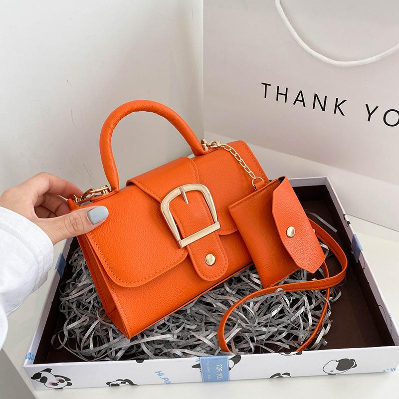 My ZALA 2022 Nieuwe eenvoudige retro handtas modieuze kleine hangende tas cross-body schoudertas voor vrouwen 20x7x13CM oranje