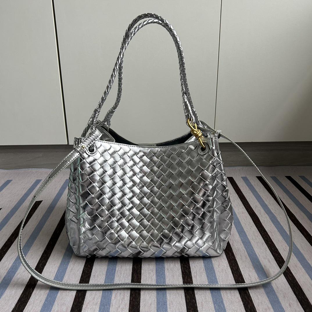 VantaGoods 2024 Herfst/Winter Dames Echt Leren Geweven Parachute Handtas - Schouder/Crossbody 30*26*20cm