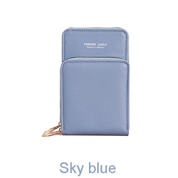 NK39UR Nieuwe collectie effen kleur telefoon portemonnee dames crossbody schoudertas PU lederen kleine handtas messenger bag etui vrouwelijke portemonnee 18*11*4cm hemelsblauwe kleur
