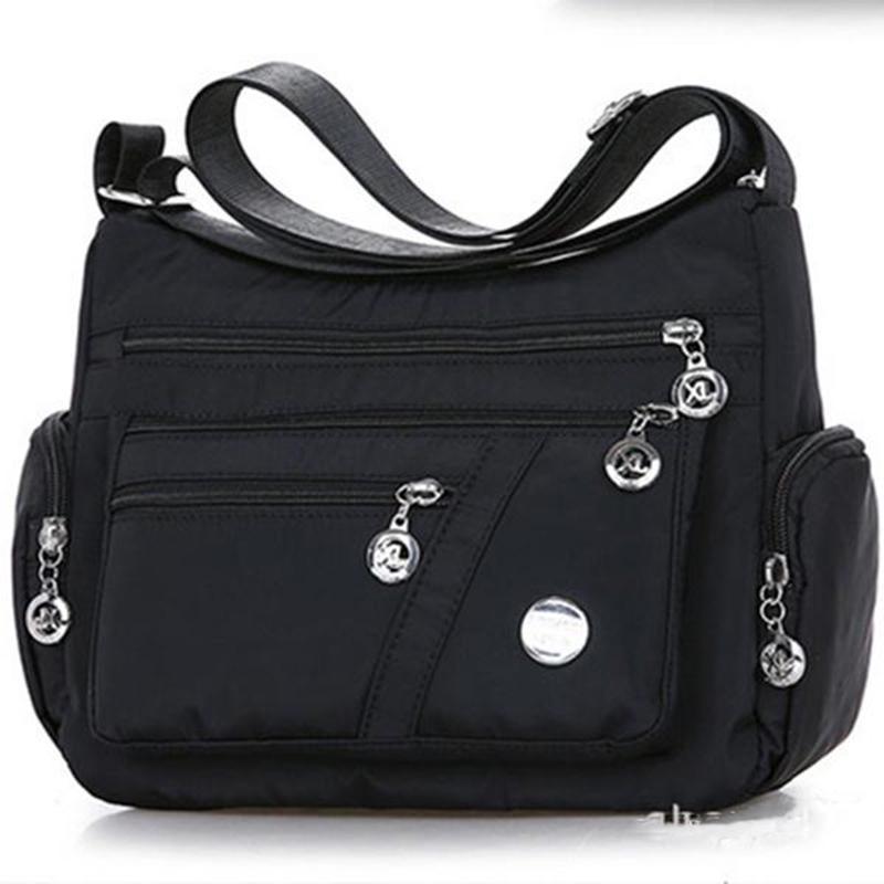 NK39UR Vrouwen Waterdichte Tas Nylon Schoudertas Crossbody Tas Casual Handtassen 27*11*22cm zwart