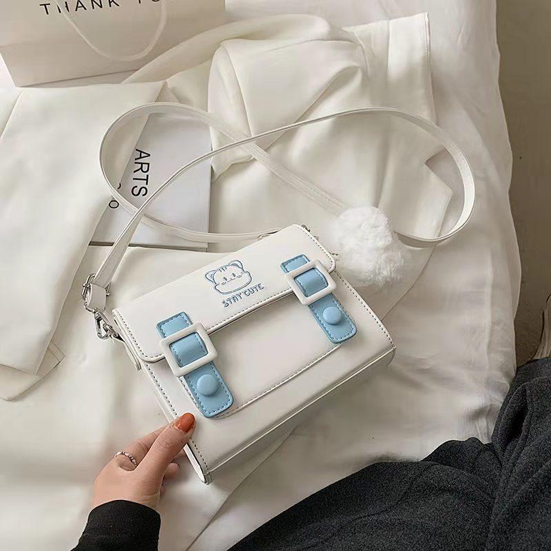 Tondo Vrouwen Schoudertas Nieuwe Messenger Bag Kitten Schattige Kleine Vierkante Tas Schouder Crossbody Tas Populaire Hit Kleur Tas Koreaanse Versie voor Reizen Winkelen blauw