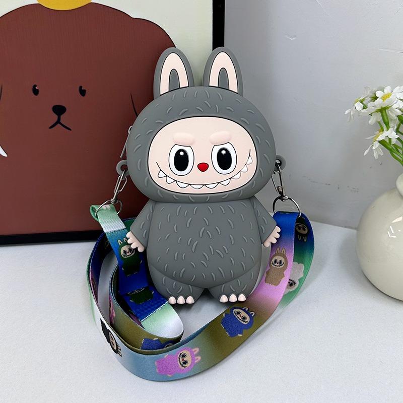 TongMeng Bag Supplies Zomer Nieuw Super Populair Kinderen Wisseltasjes Schattige Cartoon Zachte Siliconen Muntzakje voor Meisje en Jongen Trendy Macaron Mini Messenger Bag Kind Vakantiecadeau grijs