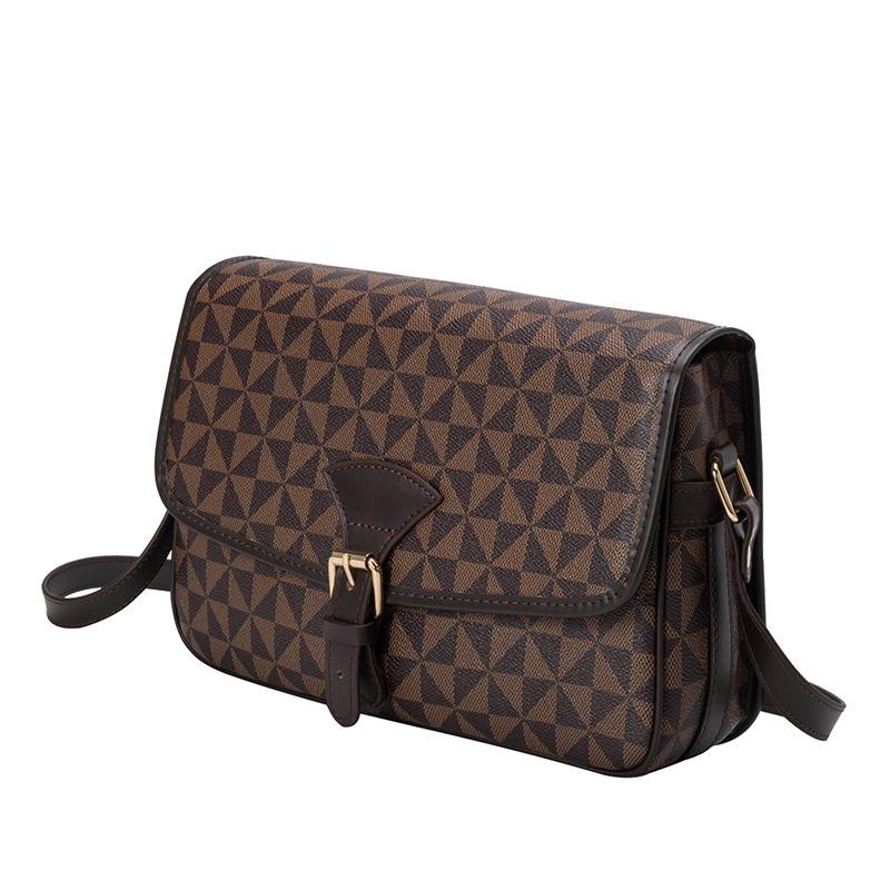 VIA ROMA Damestas Vintage print Molenprint Kleine vierkante tas Mode Messenger Bag Crossbodytas met enkele schouder One Size donkerbruine kleur