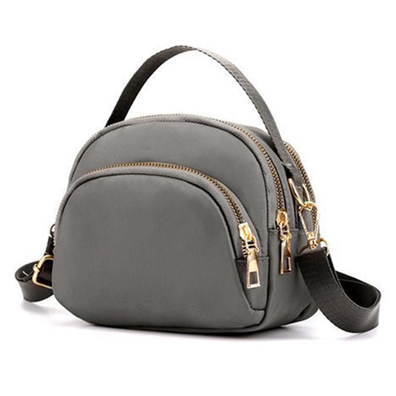 Allstars Mode Multilayer Mini Handtas Nylon Doek Schouder Messenger Bag Grote Capaciteit Waterdichte Tas grijze kleur