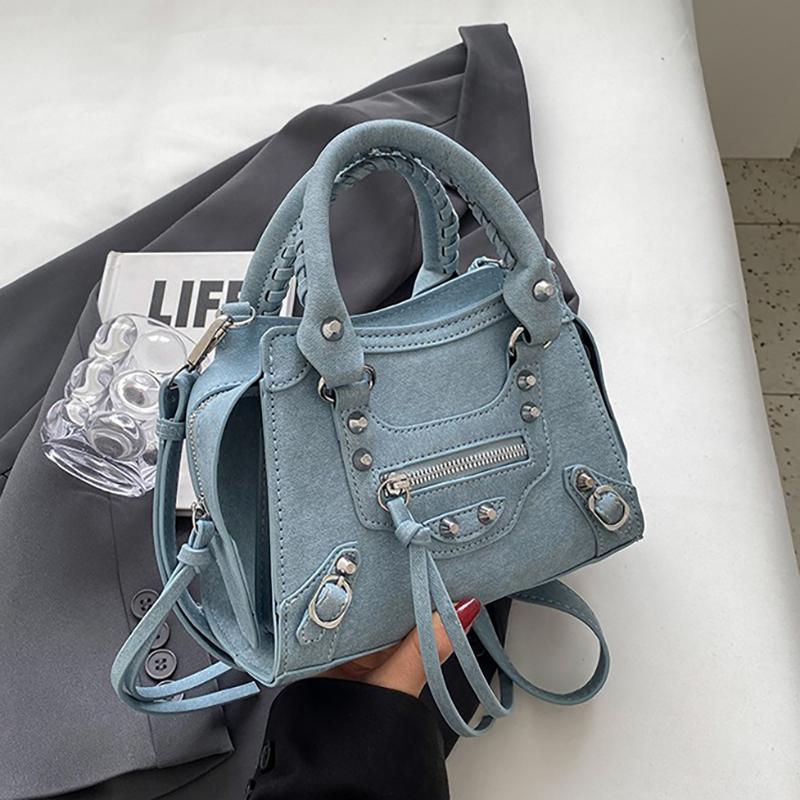 Fancy Lady Handtas in westerse stijl, getextureerde tas in westerse stijl, damestas, trendy en modieuze kleine vierkante tas one size lichtblauwe kleur