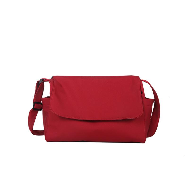 VIA ROMA Oxford doek mode effen kleur schoudertas studenten canvas tas snoep kleur schoudertas kleine vierkante tas grote capaciteit tas rood