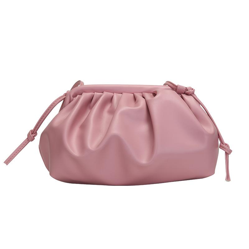 Sports Trend Bag Dames Party Crossbody Tas PU-leer Enkele schouder Cloud Bag Knoedeltas Messenger Bag Zacht Eenvoudige mode diep roze kleur