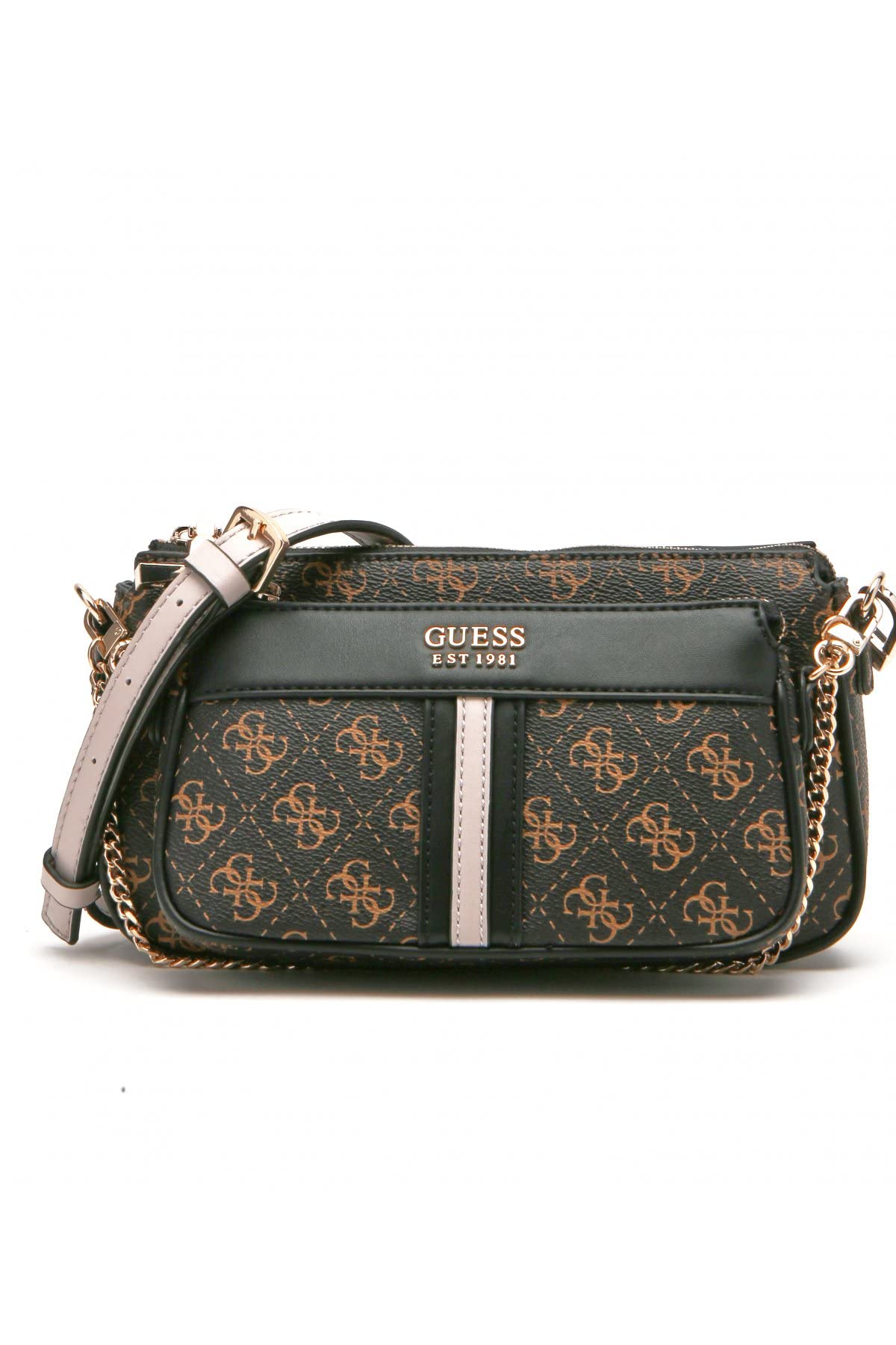 Guess Kasinta Dubbele Rits Pouch Bruin Multi Crossbody,