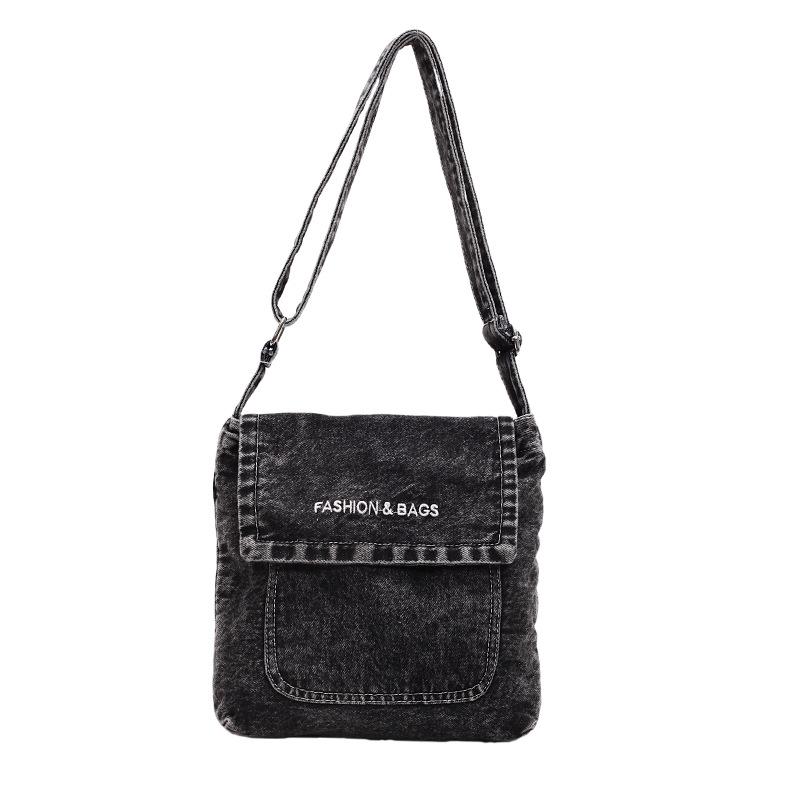 VIA ROMA Cross Cowboy Men's and Women's Satchel Art Student Satchel Messenger Bag Simple Small Square Bag zwart