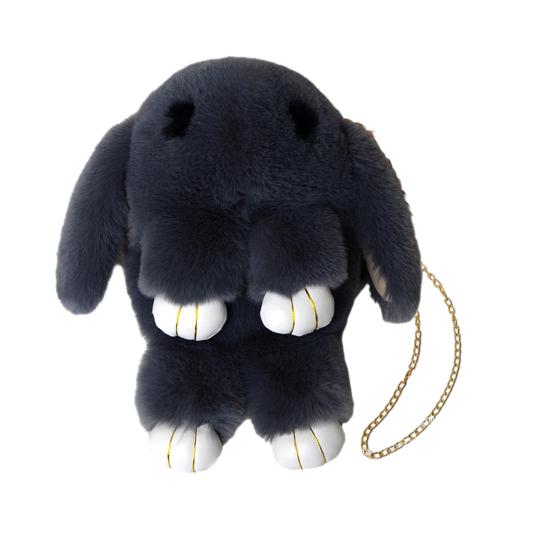Shoesmith Messenger Bag Cartoon Bunny Shapr Harig Pluizig Soft Touch Pluche Ketting Schouderband Grote Capaciteit Ritssluiting Dame Schoudertas Crossbody Tas donkergrijze kleur