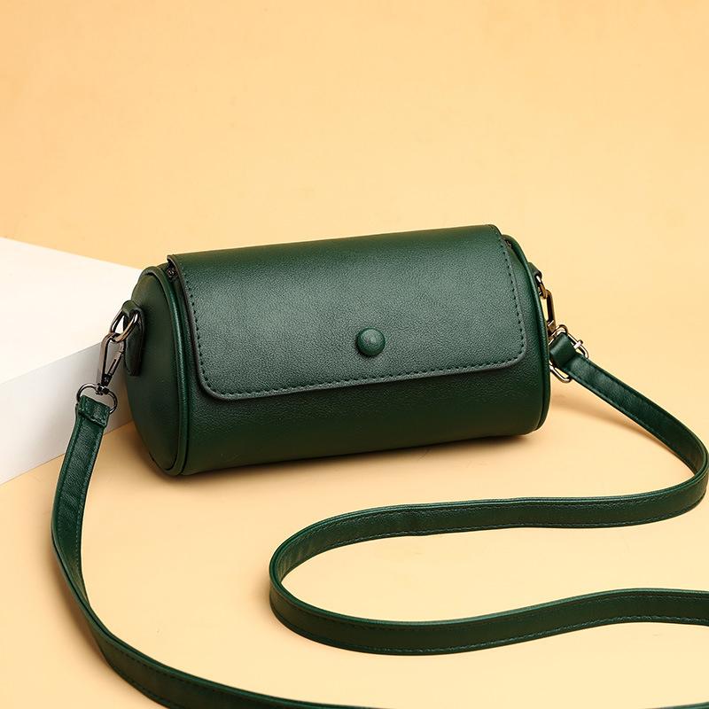 Yoghurt Nieuwe kleine crossbodytas voor dames, trendy veelzijdige cilindervormige schoudertas, vintage Boston-kussenontwerp, effen kleur, eenvoudige handtassen 22x12x11cm