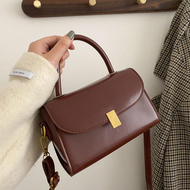 WTEMPO Handtas voor dames Handtas Kleine tas Ins Retro Niche Schouder Crossbody tas one size donkerbruine kleur