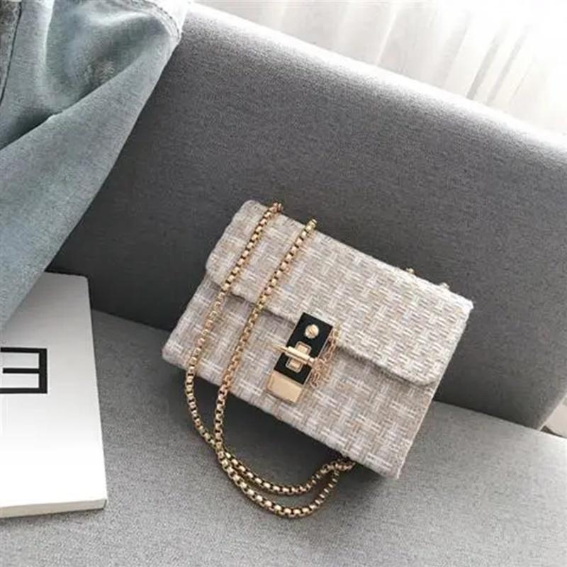 WTEMPO Herfst en winter Kleine frisse ketting kleine tassen Vrouwelijke enkele schouder mini kleine vierkante tas Honderd met mode crossbody kleine verpakking wit