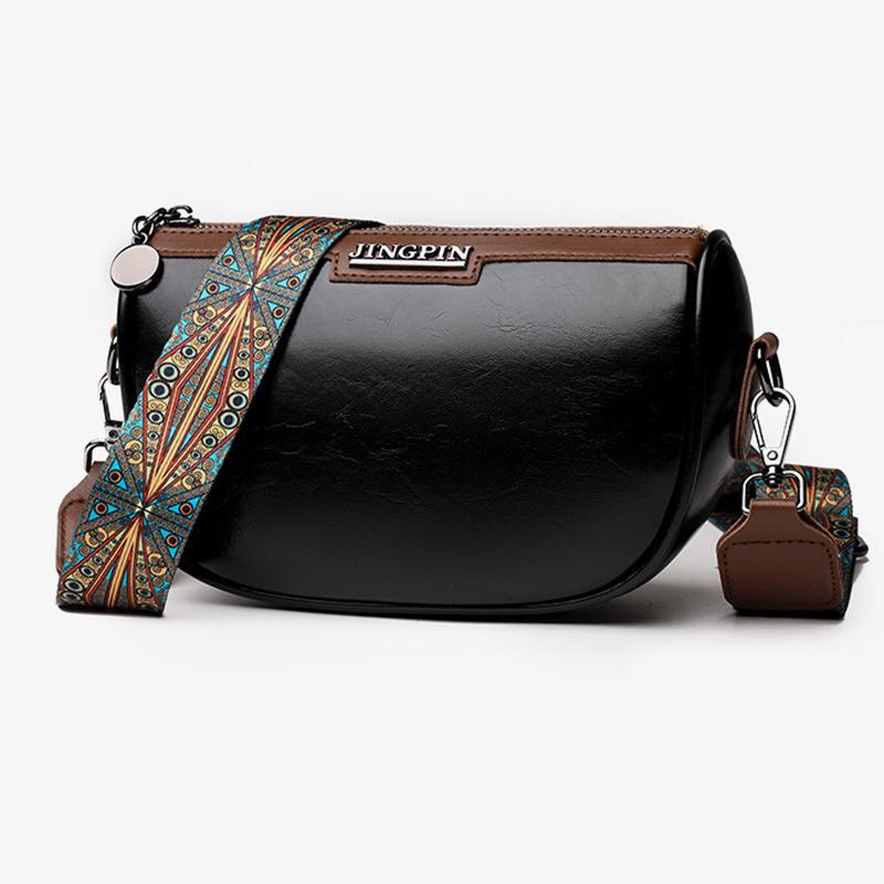 Yogodlns Mode Kleine PU Lederen Onderarm Zadeltassen voor Dames Vintage Designer Effen Kleur Schouder Crossbody Tas 21x8x14cm zwart