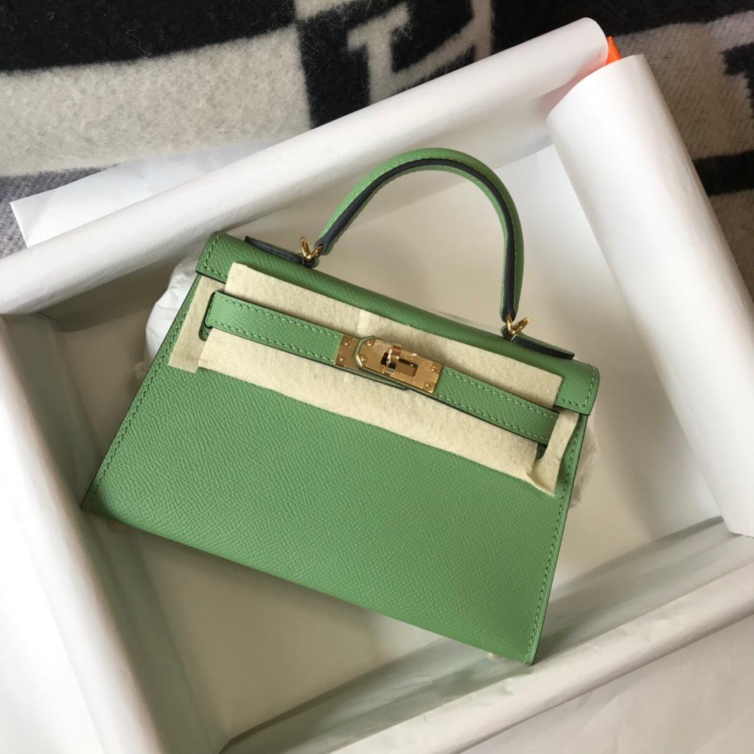 Purple Rose Nieuwe Echte Lederen Tweede Generatie Tas Mini Tas Palm Print Koeienhuid Enkele Schouder Dames Crossbody Tas Klassiek Modieus En Veelzijdig 19cm+box with silk scarf groen