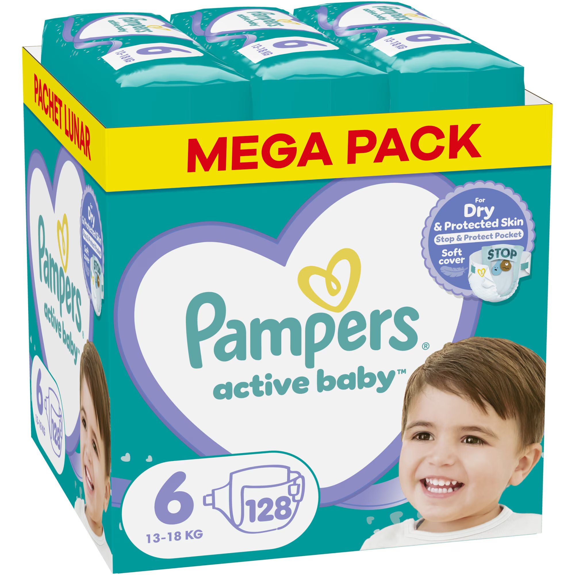 Pampers  Active Baby Dry - Maat 6 - Maandbox - 128 stuks - 13/18KG