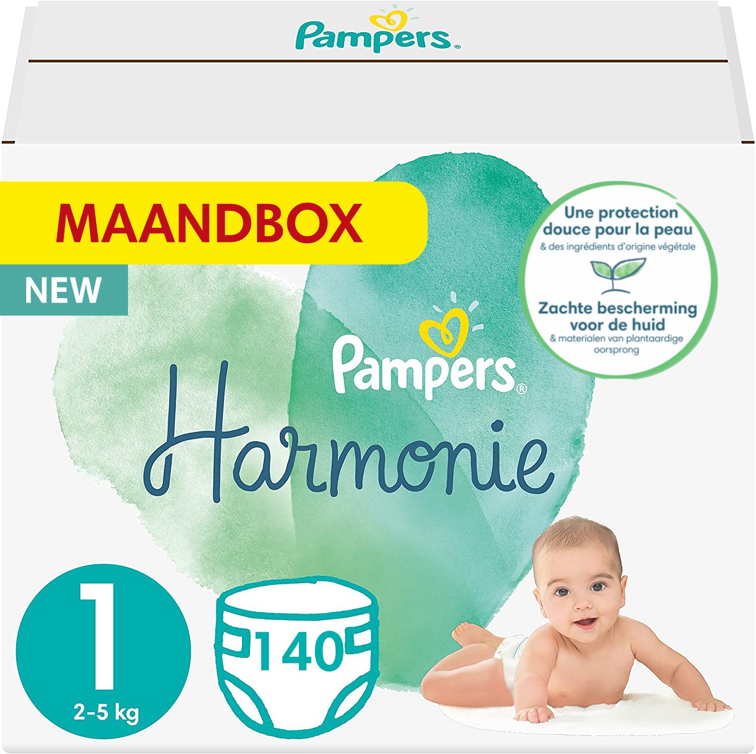 Pampers  Harmonie - Maat 1 - Maandbox - 140 luiers - 2/5 KG ITALIAANS