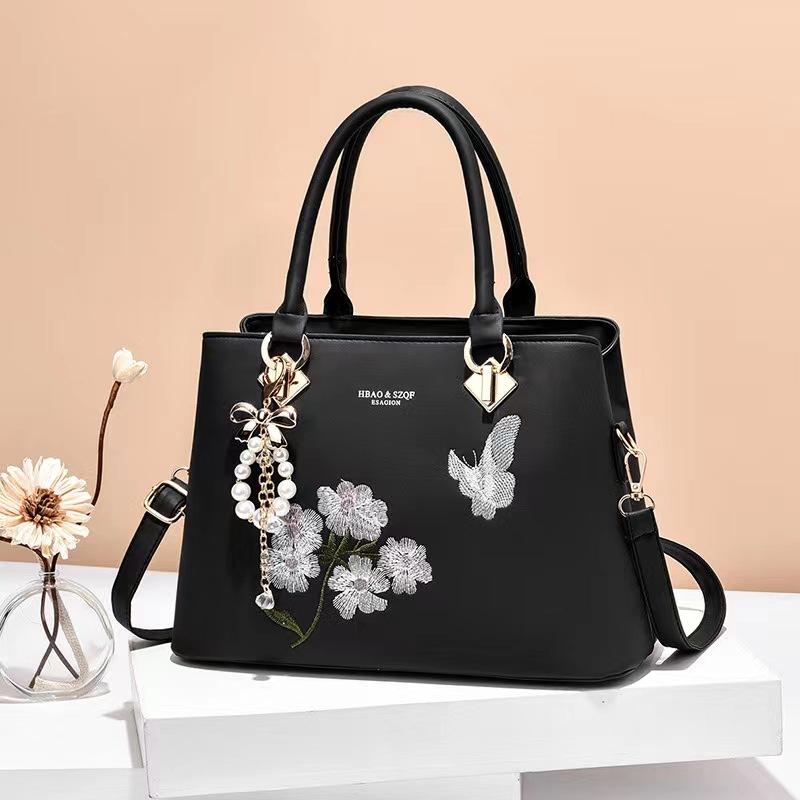 SCIONE Vrouwen Schoudertas Crossbody Tas Vierkante Tas Contrasterende Kleur Casual Een-schouder Diagonaal Geborduurde Vrouwelijke Tas zwart