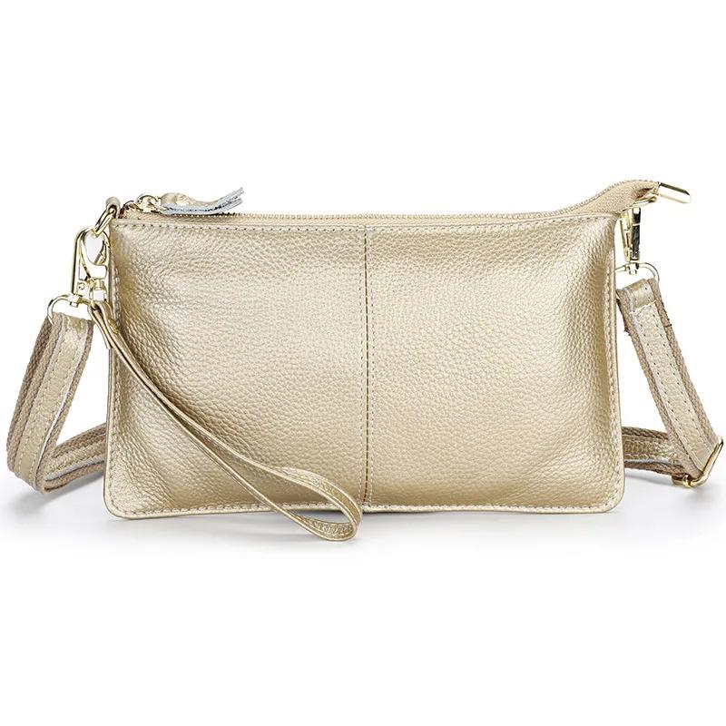 Colorful Bag Dames Echt Leren Dag Clutches Snoepkleur Schoudertas Dames Mode Crossbody Tassen Kleine Dames Handtassen Clutch Bolsos goud