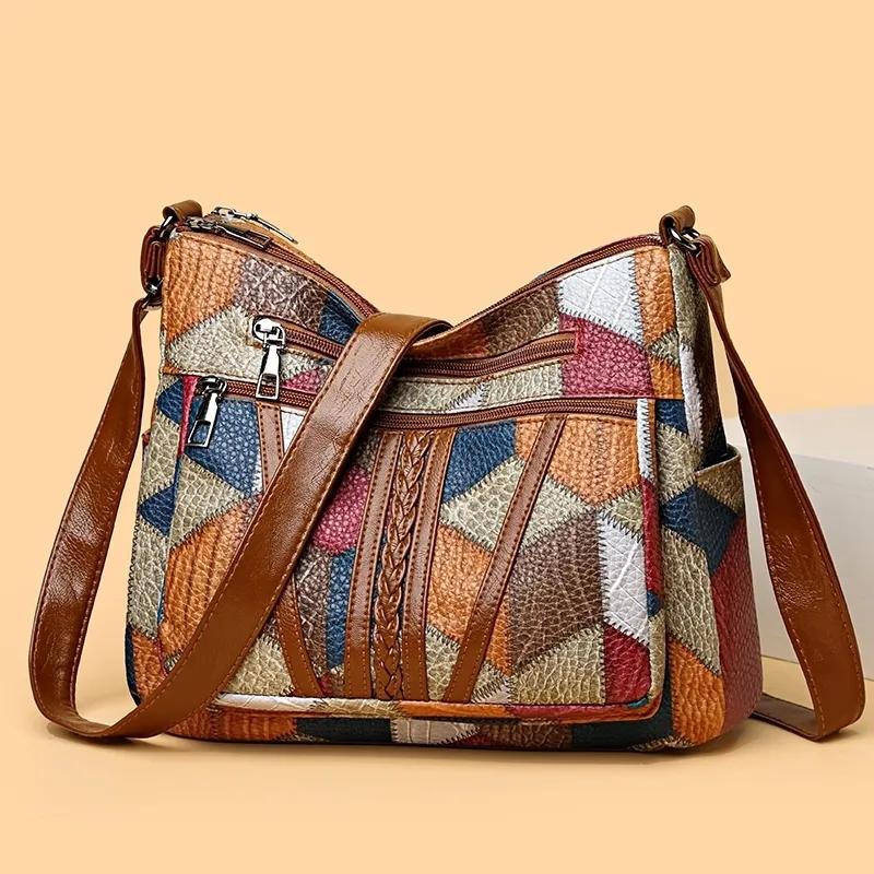 Yogodlns Dames Elegante Vintage Crossbody Tas Trendy Handtas Mode Multi-pockets Schoudertas All-match Retro Crossbody Tas voor Dagelijks 27x9x23cm blauw