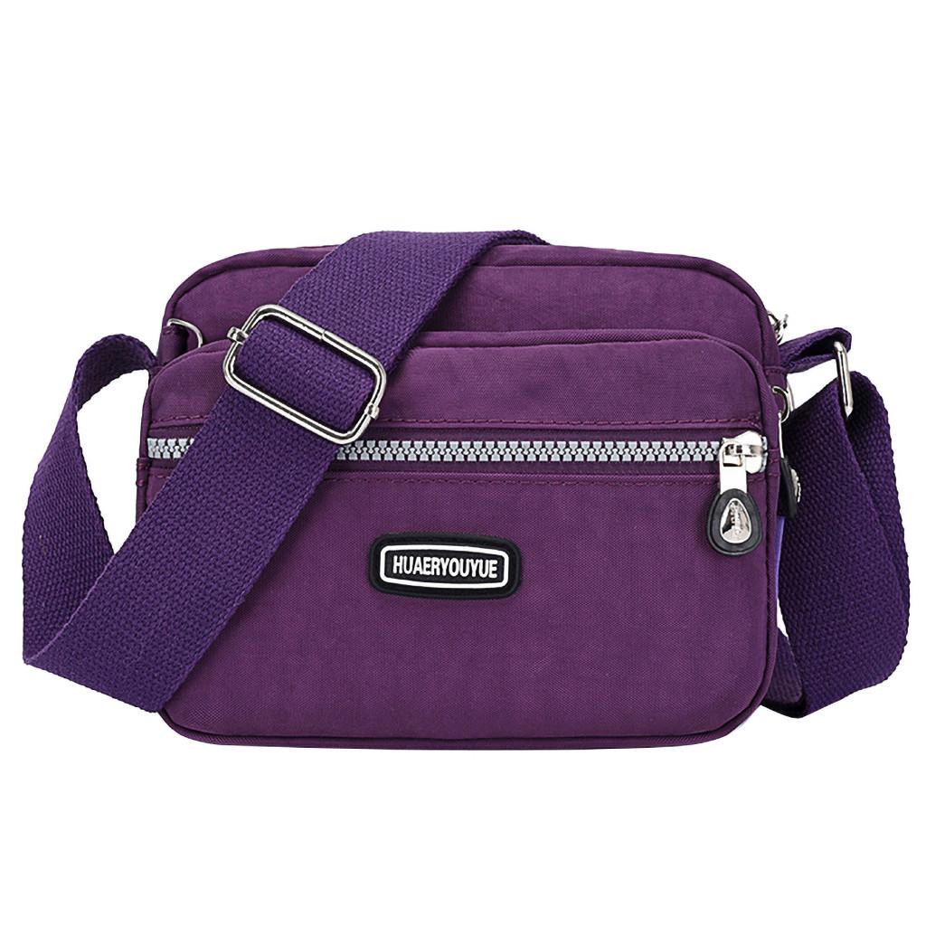 Wnzdswn Dames nylon schoudertas Waterdichte elegante dagelijkse boodschappenhandtas paars