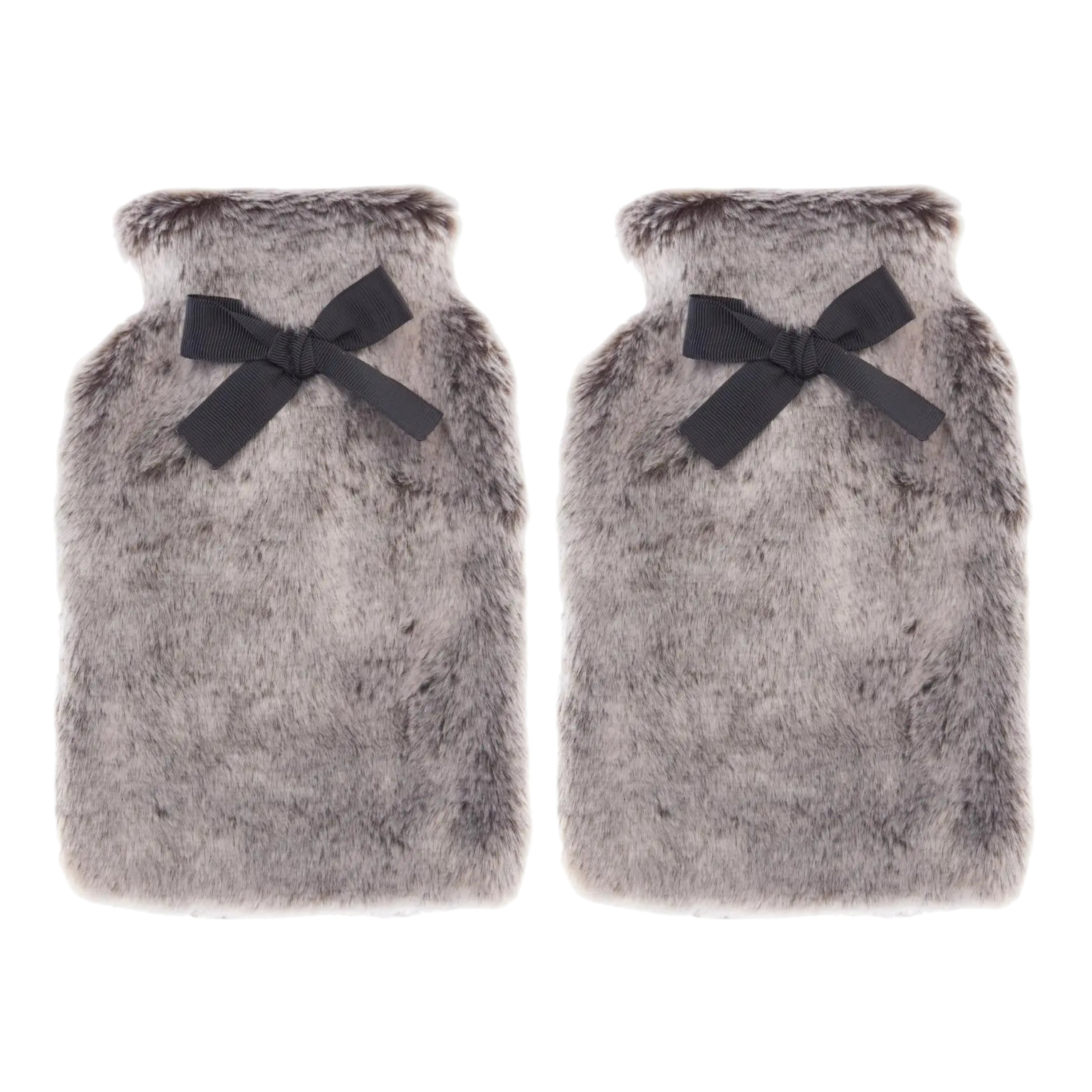 Feeric lights & Christmas Warmwaterkruik - 2x - 280 ml - fluffy pluche - grijs - winter - kruik -