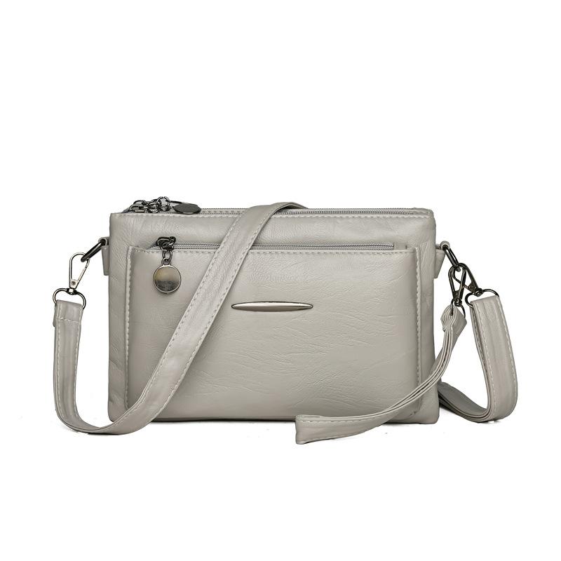 Kuluosidi Damestas Meerlaagse Mobiele Telefoontas Zacht Leer Schoudertas Crossbody Tas Moedertas lichtgrijze kleur
