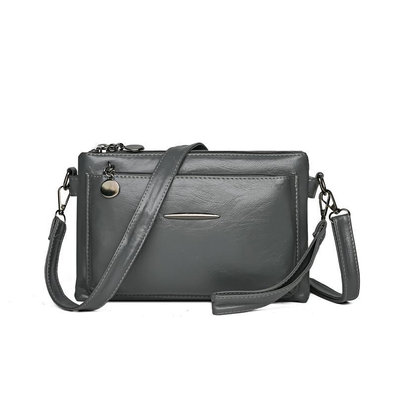 Kuluosidi Damestas Meerlaagse Mobiele Telefoontas Zacht Leer Schoudertas Crossbody Tas Moedertas donkergrijze kleur