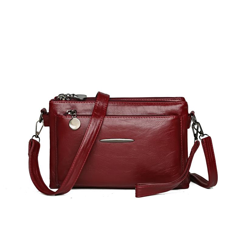 Kuluosidi Damestas Meerlaagse Mobiele Telefoontas Zacht Leer Schoudertas Crossbody Tas Moedertas rood