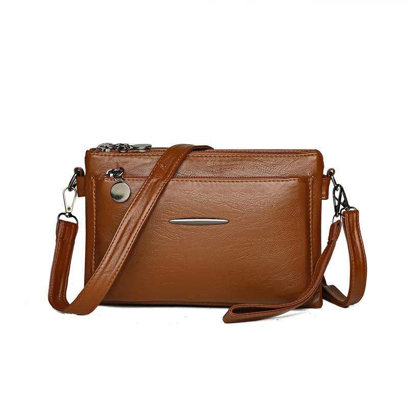 Kuluosidi Damestas Meerlaagse Mobiele Telefoontas Zacht Leer Schoudertas Crossbody Tas Moedertas bruin