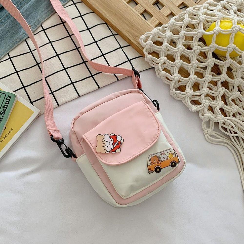 Ruigewei Cute Mini Shoulder Bags Nylon Handbags Durable Coin Wallets  Little Girls roze