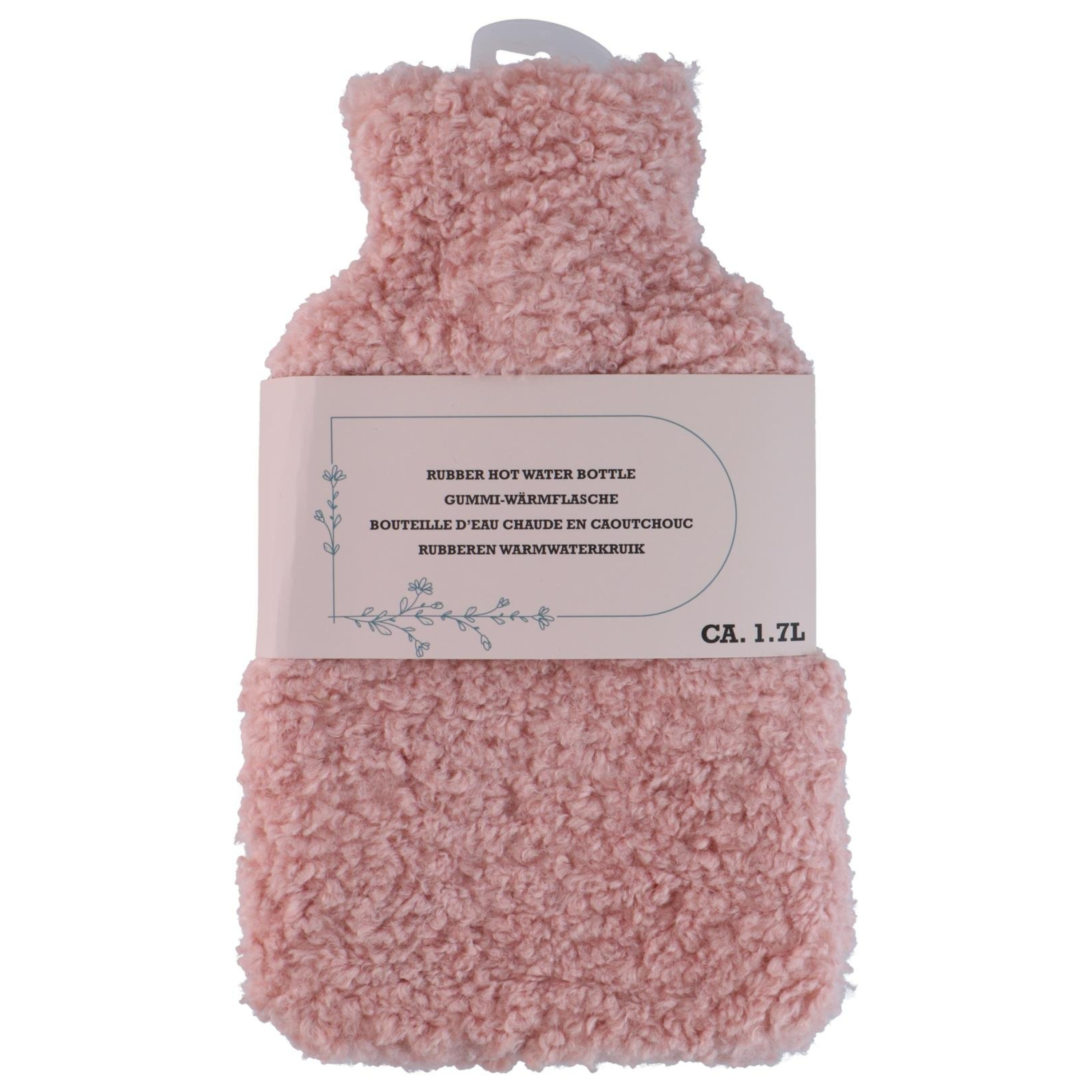 Edco Warmwaterkruik - roze - 1,75L - teddy hoes - bedkruik - kruik - kruik met hoes -