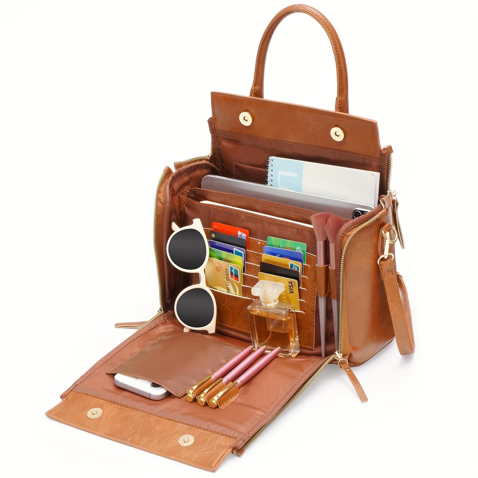 WTEMPO Retro PU Lederen Handtas PU Lederen Western Dames Tas Handtas Portemonnee Draagbare Opbergtas Met Meerdere Kaartsleuven Dames Meerlaagse Crossbody Tas bruin