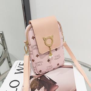 Wucifang Bags Mode Bedrukte Mobiele Telefoontas Kleine Tas Dames Opbergtas High-end Schouder Messenger Tas Tas Dames roze