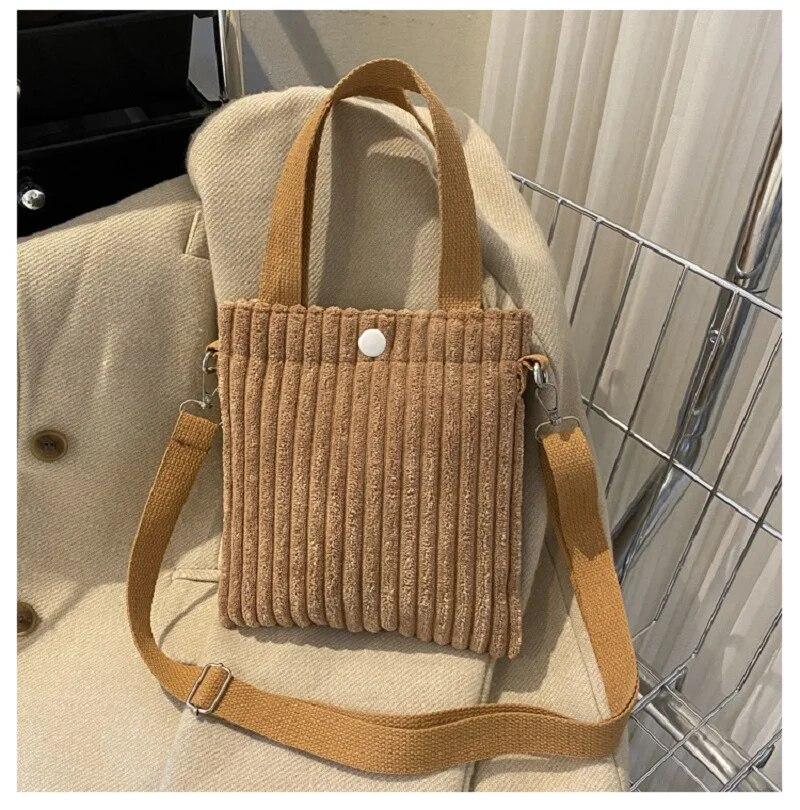 LChome Mini Tote Bag Dames Corduroy Rits Schoudertas Lente Zomer Nieuwe Mode Handtas Enkele Schoudertas Crossbody Klein One Size