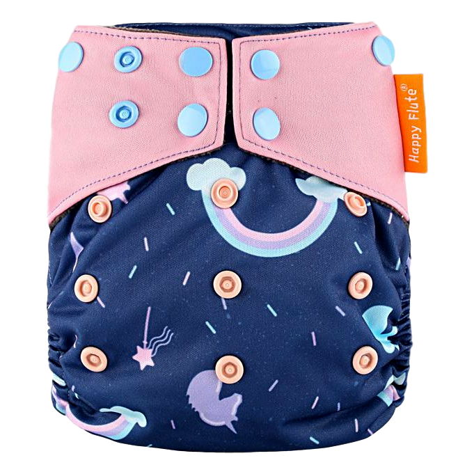 Happy Flute All-In-One charcoal luier - Regenboog