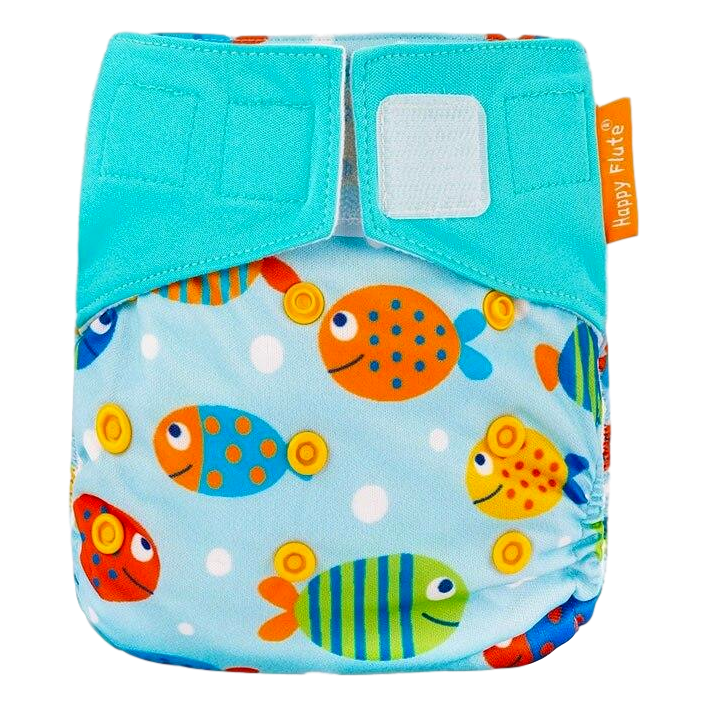 Happy Flute All-In-One klittenband luier - Gekleurde vissen