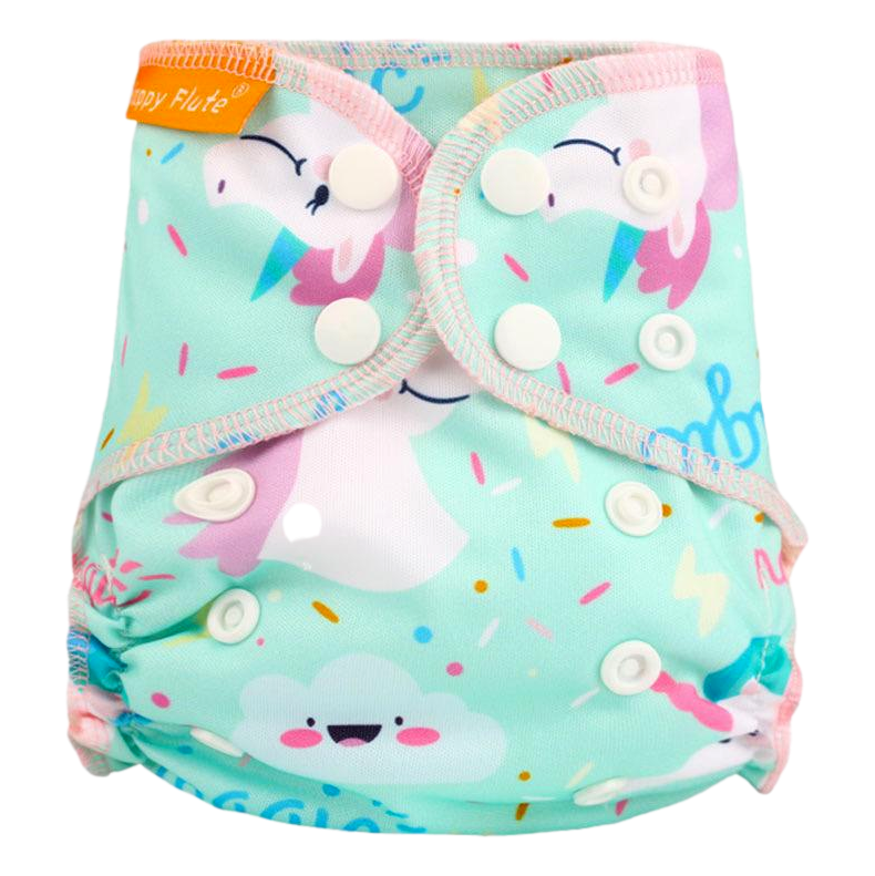 Happy Flute Newborn AIO luier - unicorn