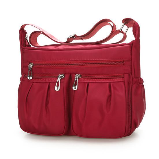 Yogodlns Casual Nylon Tas Messenger Schoudertassen Waterdichte meerlaagse tas Dames Moeder Casual tas Handtassen 26*9*20cm rood